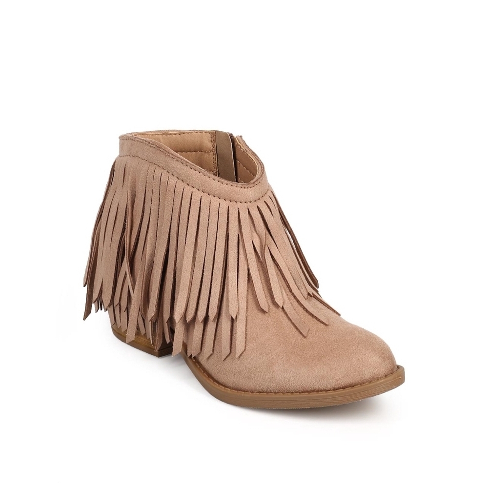 Soda Tan Fringe Ankle Booties Suede